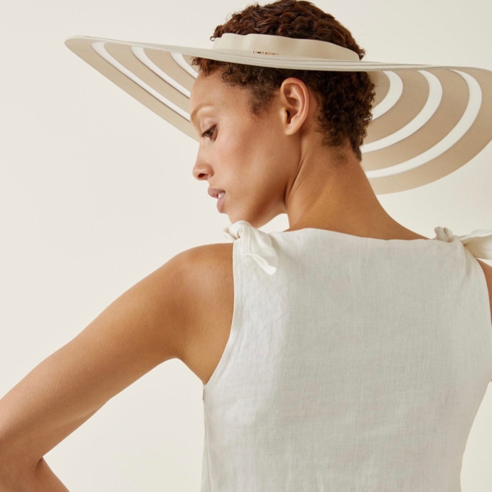 COPY - Cult Gaia LASZLO HAT in cream leather open box never worn
